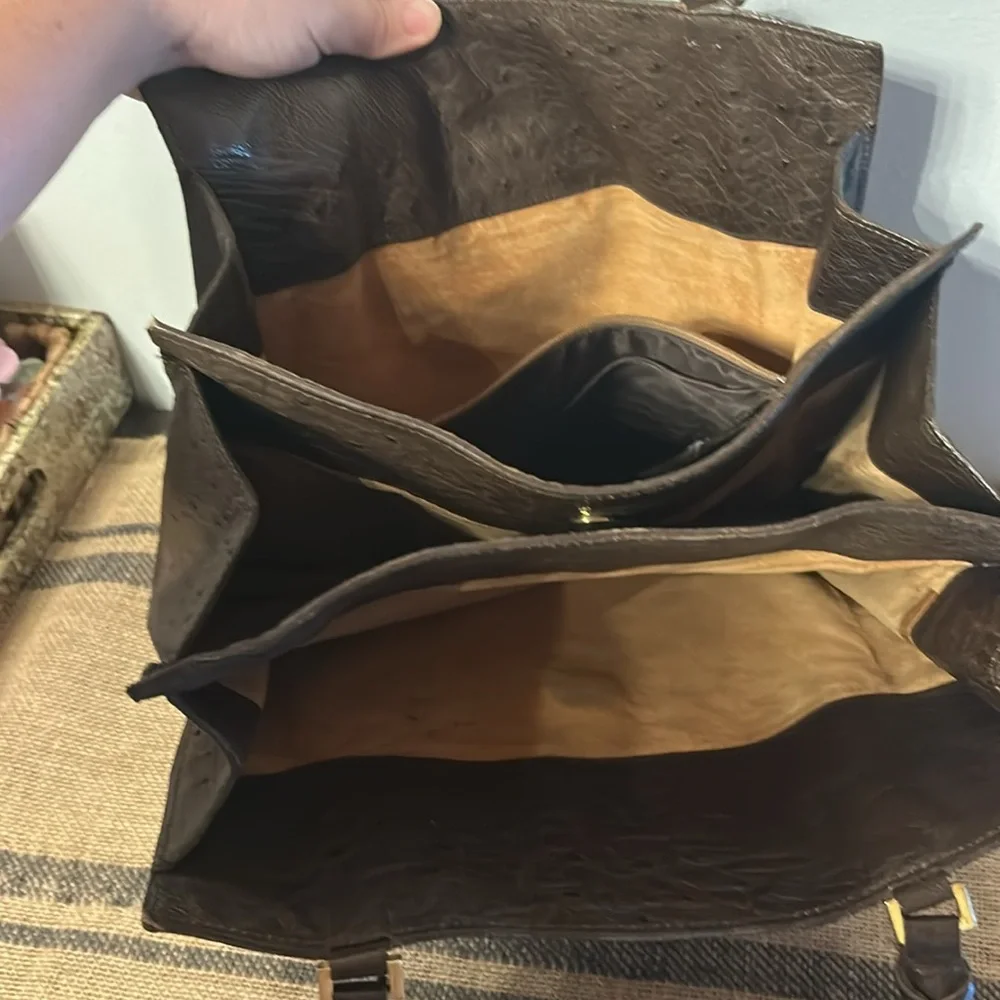 [mauro governo for SUAREZ] VINTAGE Elegant Brown Ostrich Leather Purse